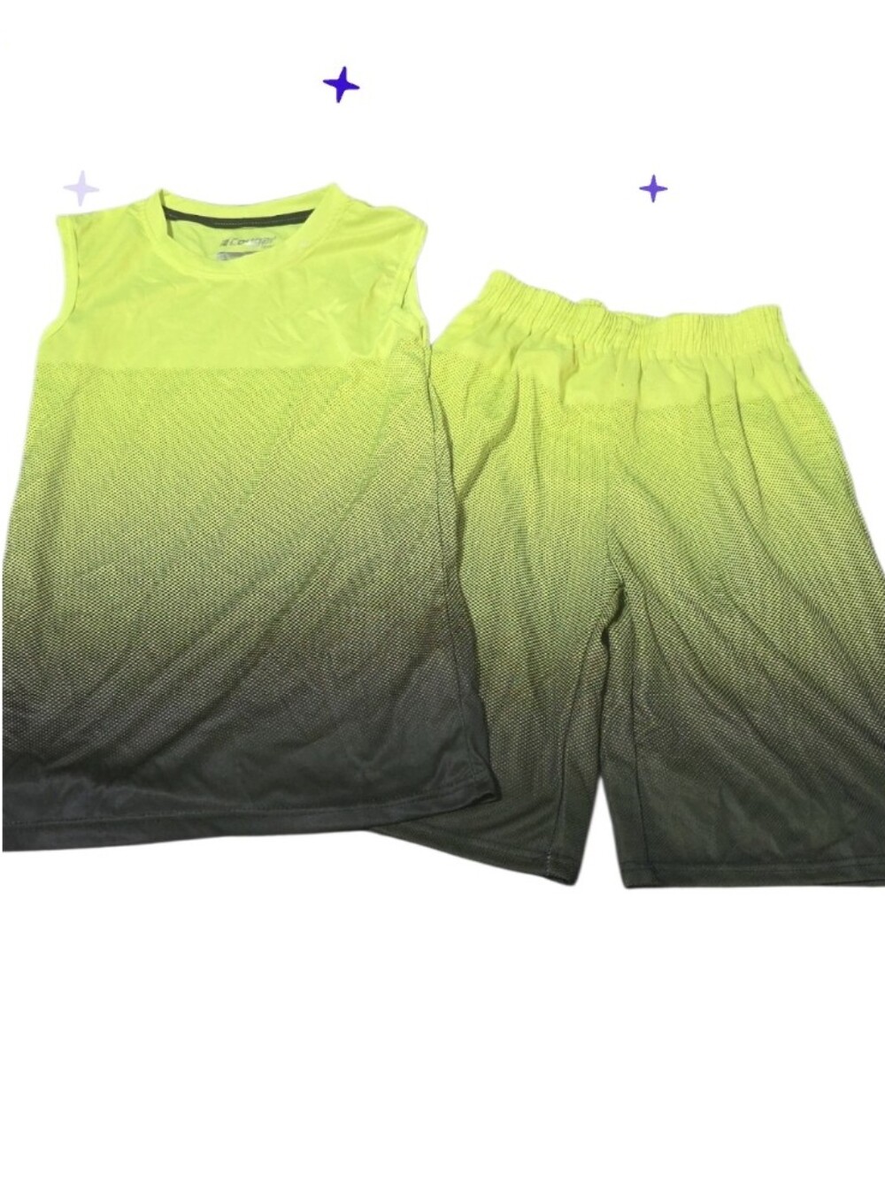 10/12 Cougar Neon Yellow Grey Sport Shorts Sleeveless Shirt Set